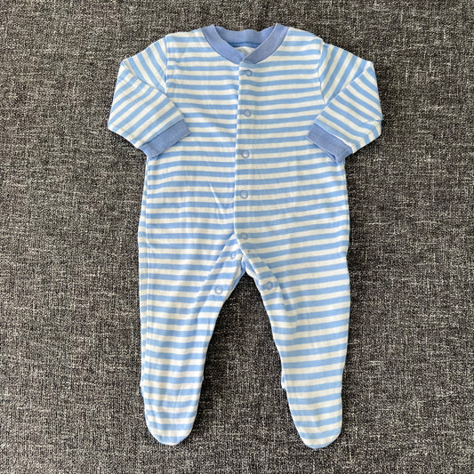 Boys Newborn Blue & White Striped Sleepsuit