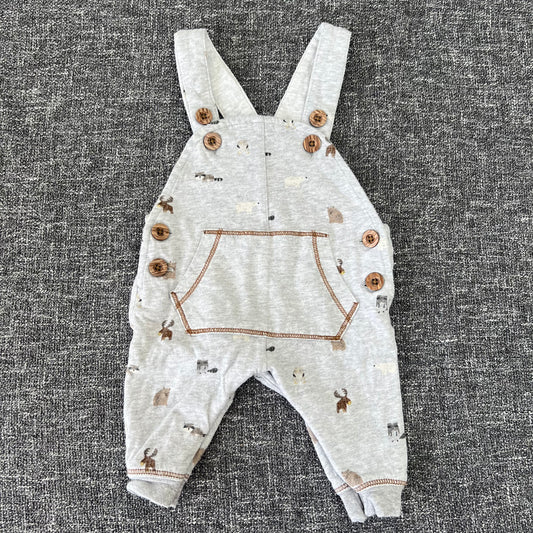 Boys Newborn Grey Animal Dungarees