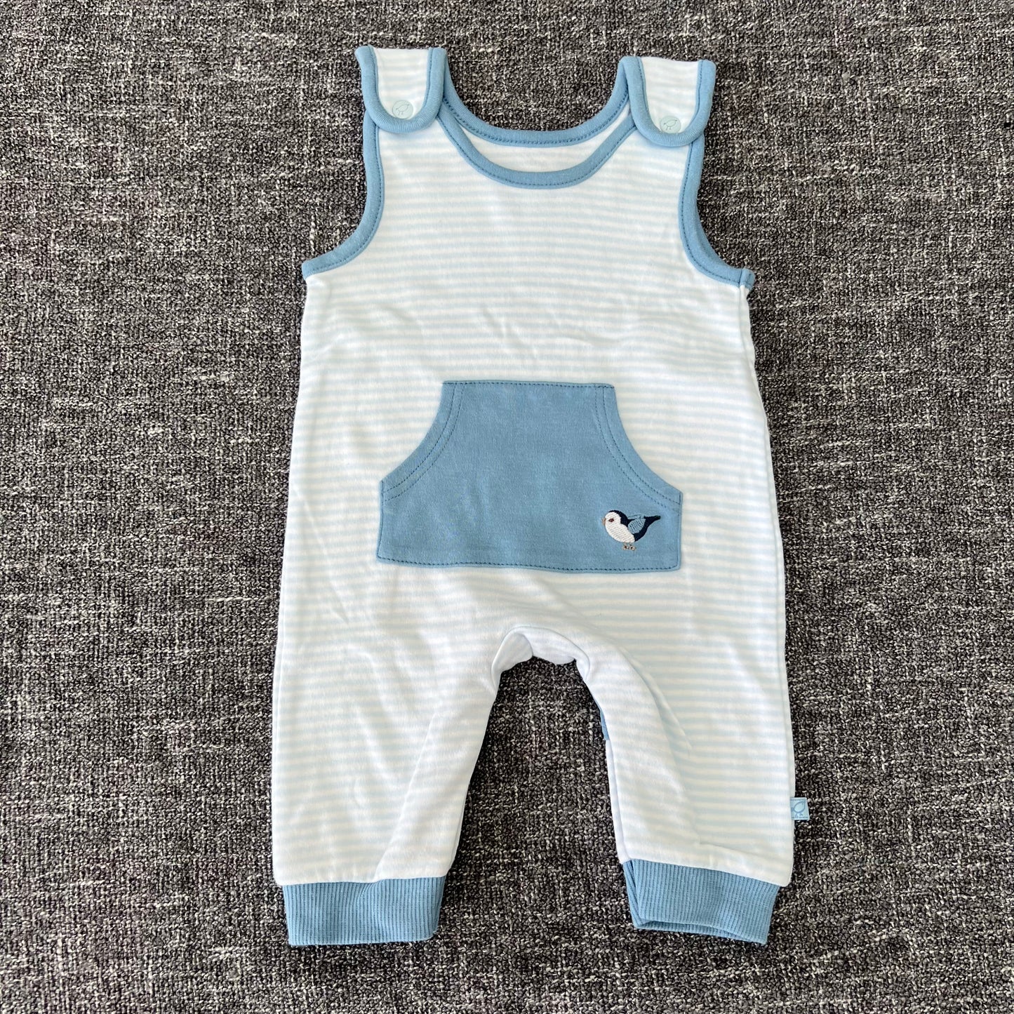 Boys Newborn Light Weight Blue & White Dungarees