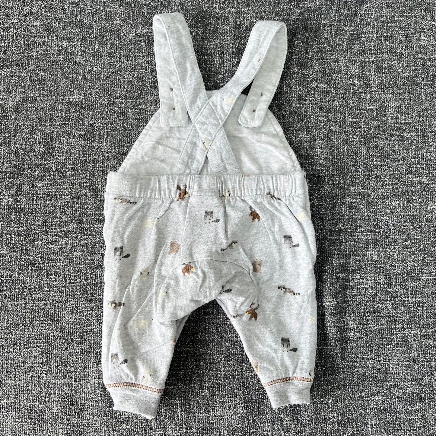 Boys Newborn Grey Animal Dungarees