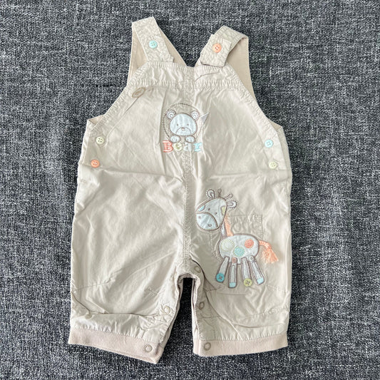 Unisex Newborn Beige "Bear" Dungarees