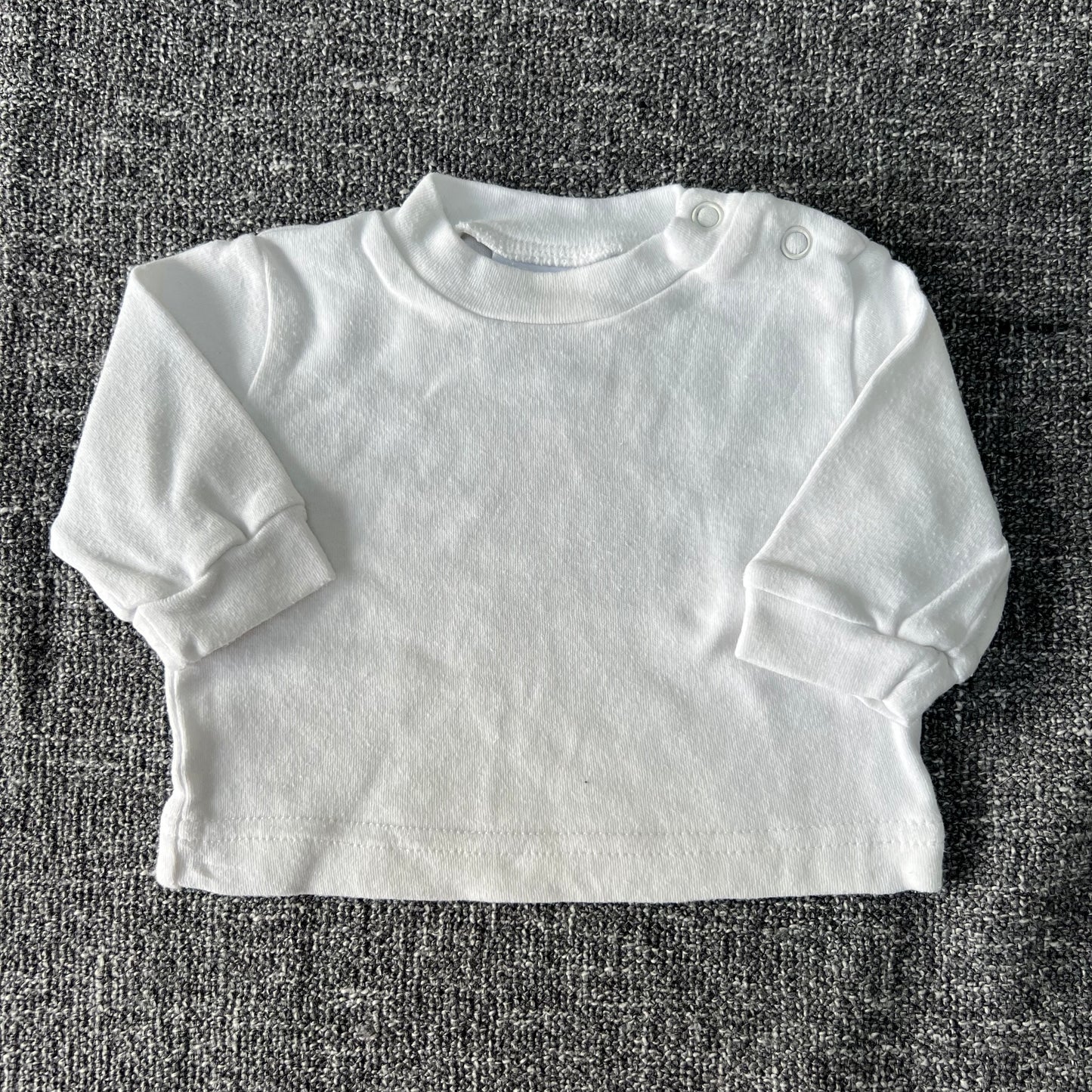 Unisex Newborn Plain White Long Sleeved Top (PIP)