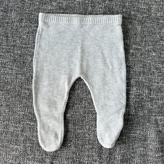 Unisex Plain Grey Knitted Leggings with Feet