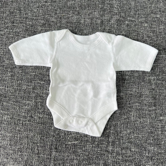 Unisex Newborn Long Sleeved Plain White Bodysuit