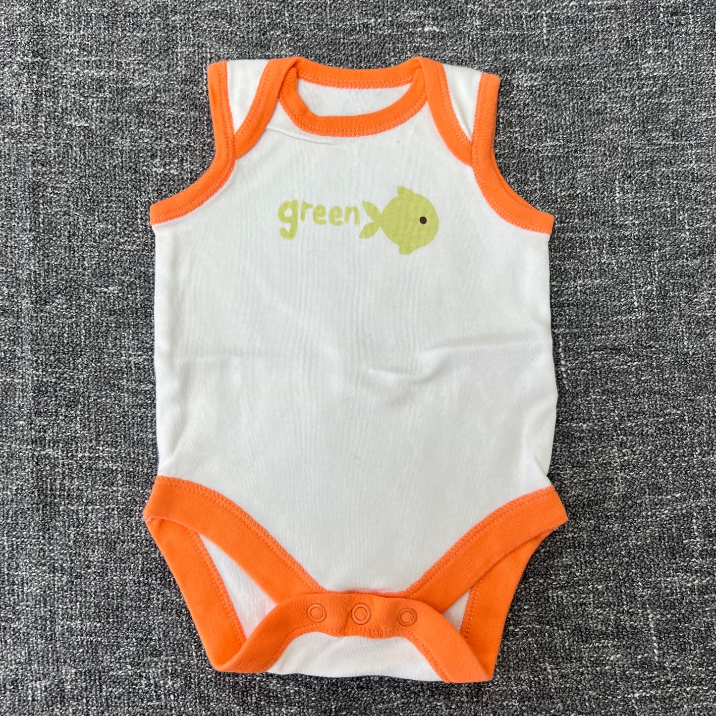 Boys Newborn "Green fish" White Sleeveless Bodysuit