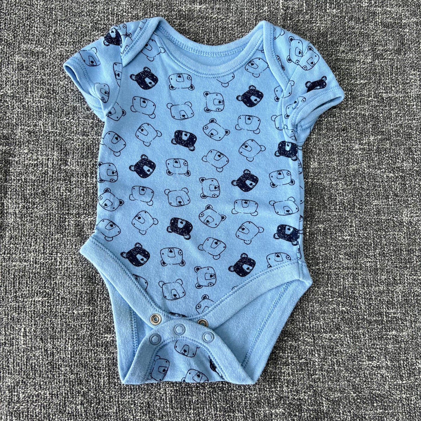 Boys Newborn Blue Bear Print Short Sleeved Bodysuit