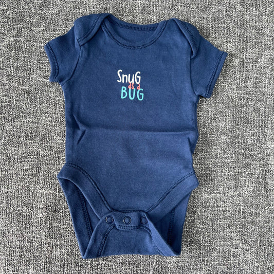 Boys Newborn Blue "Snug as a bug" Short Sleeved Bodysuit