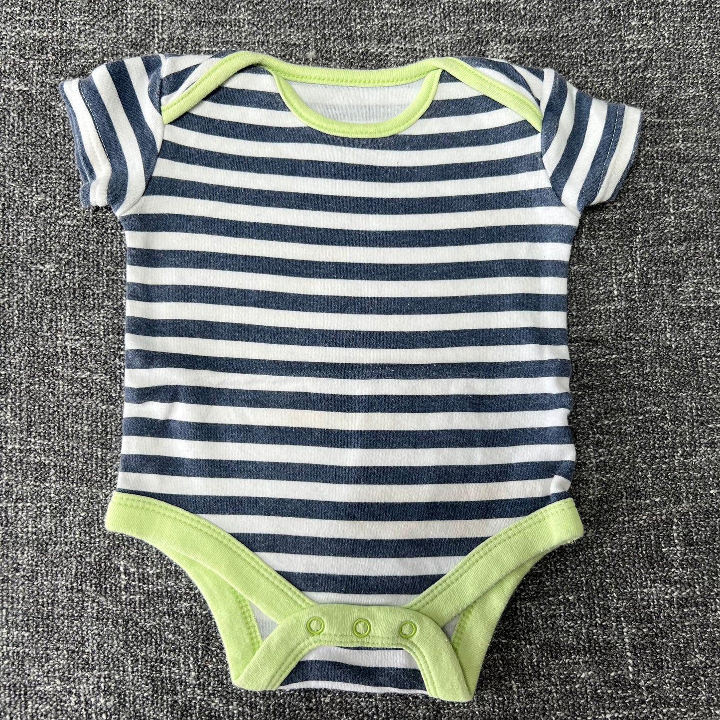 Boys Newborn Blue & White Striped Short Sleeved Bodysuit