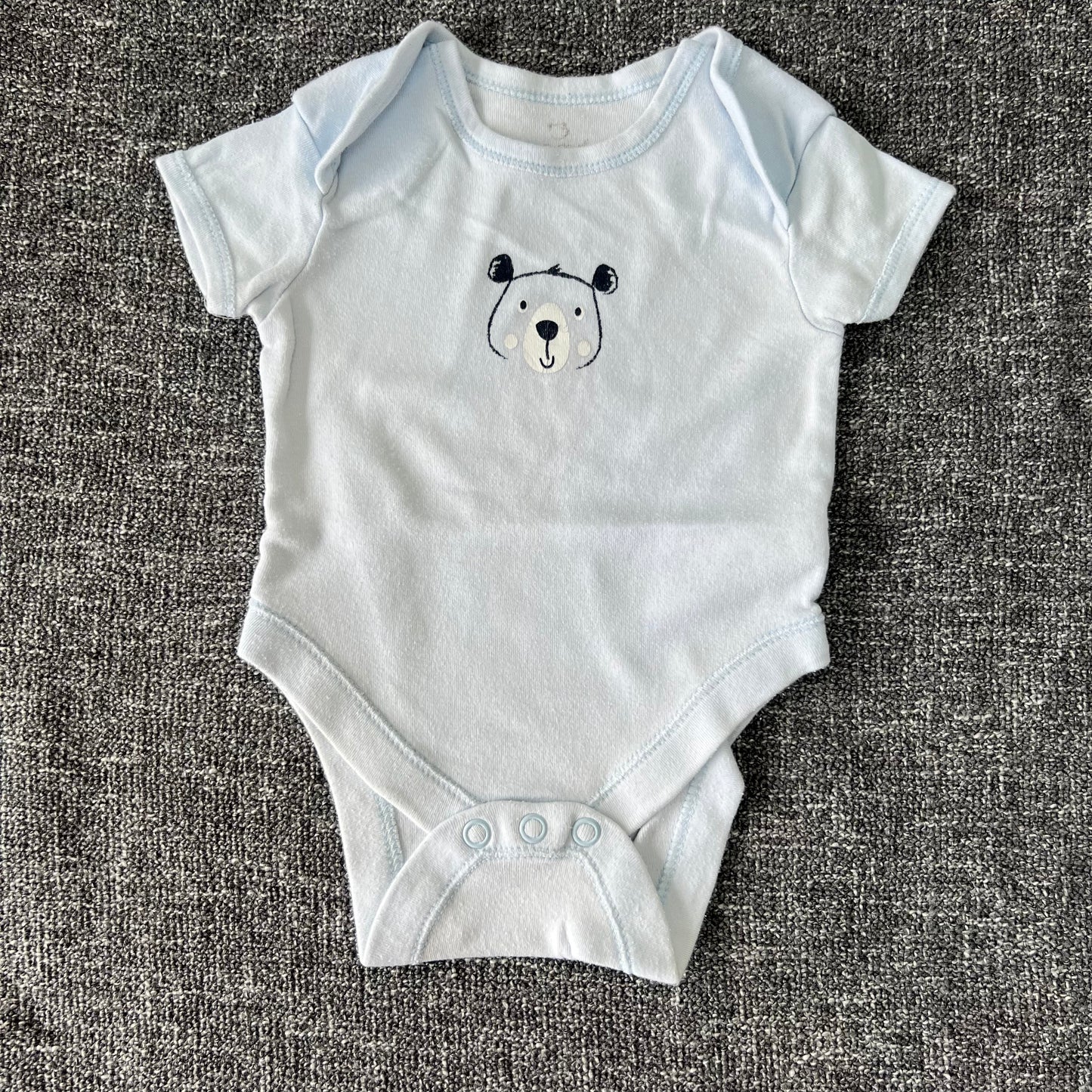 Boys Newborn Blue Bear Short Sleeved Bodysuit