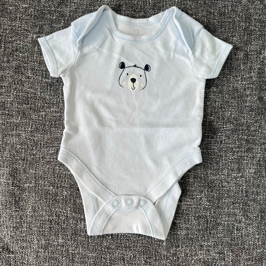 Boys Newborn Blue Bear Short Sleeved Bodysuit