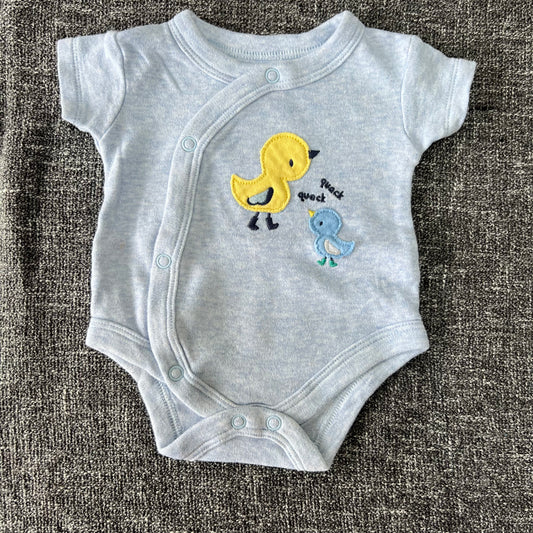 Boys Newborn Blue Duck Short Sleeved Bodysuit