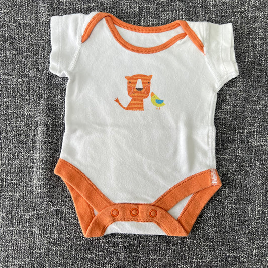 Boys Newborn White & Orange Tiger Short Sleeved Bodysuit