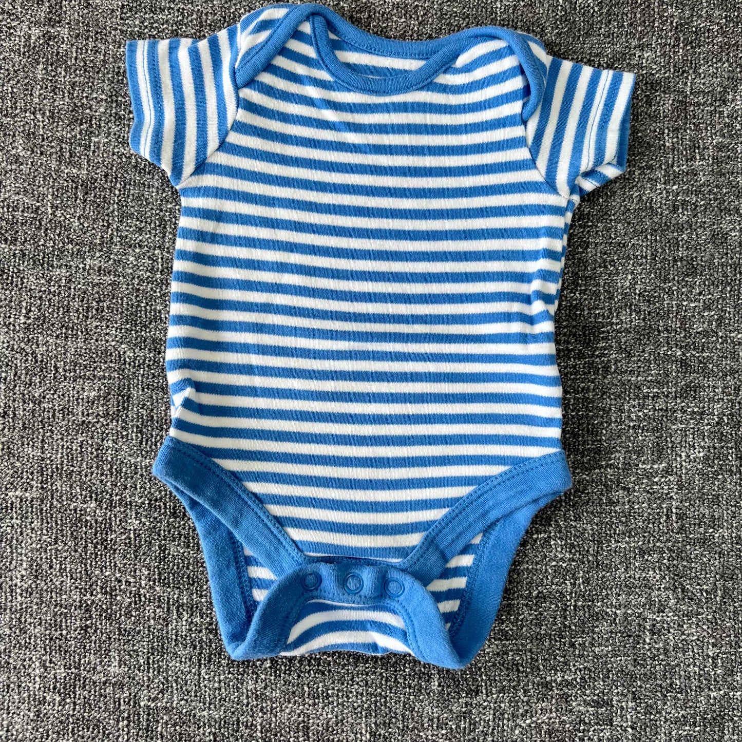 Boys Newborn Blue & White Striped Short Sleeved Bodysuit