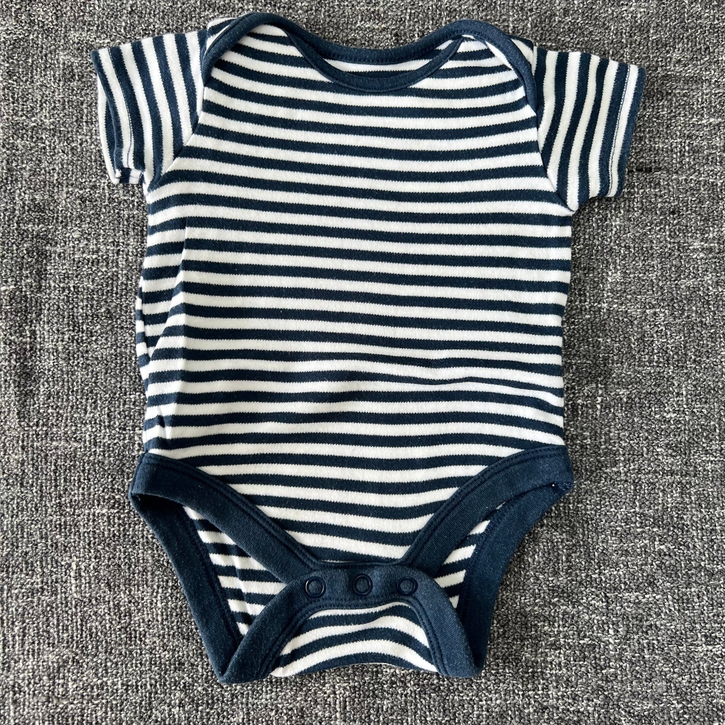 Boys Newborn Blue & White Striped Short Sleeved Bodysuit