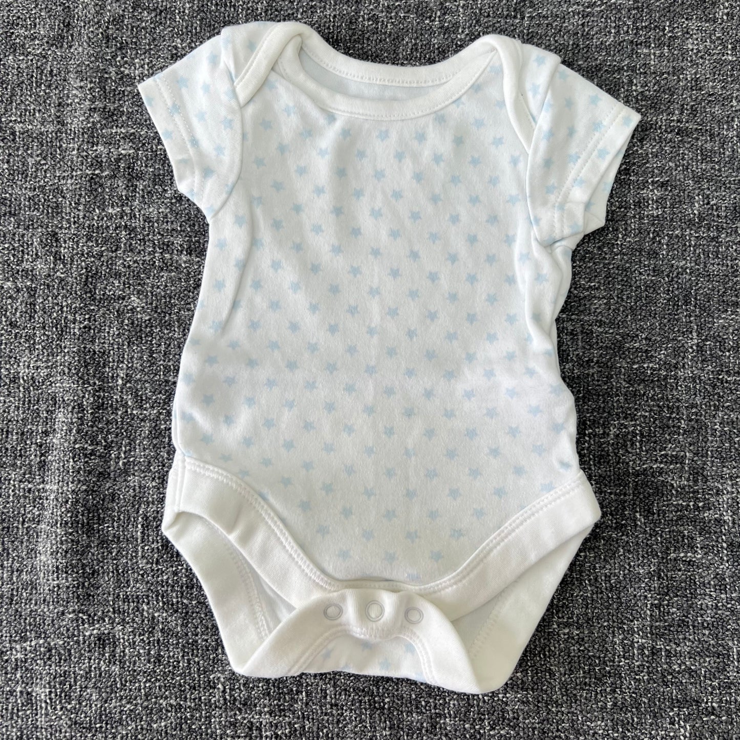 Boys Newborn White with Blue Stars Short Sleeved Bodysuit