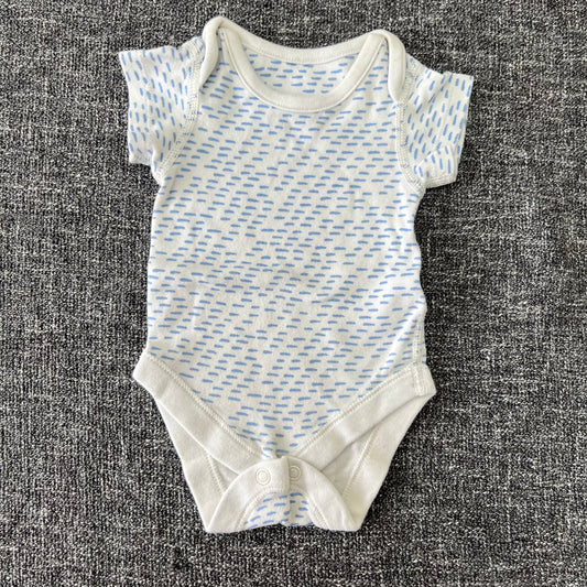 Boys Newborn White & Blue Short Sleeved Bodysuit