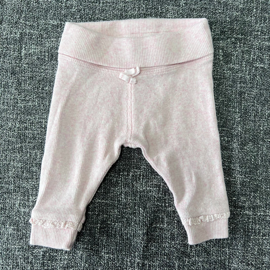 Girls Newborn Pink Ribbed Leggings