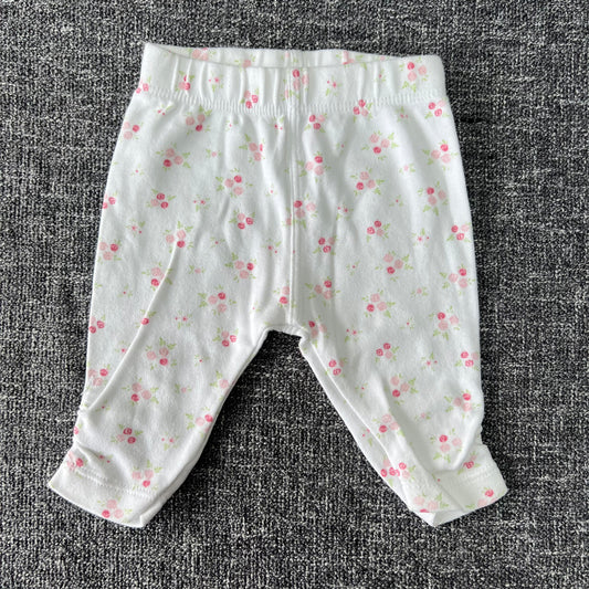 Girls Newborn White Floral Leggings