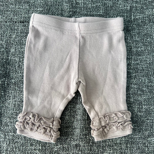 Girls Newborn Beige Plain leggings with Frill Around The Hem