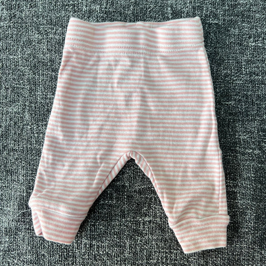 Girls Newborn Pink & White Striped Leggings