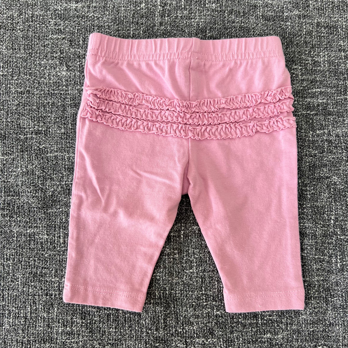 Girls Newborn Plain Pink Leggings With Frills On The Bottom