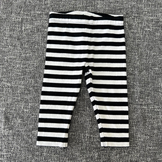 Girls Newborn Black & White Striped Leggings