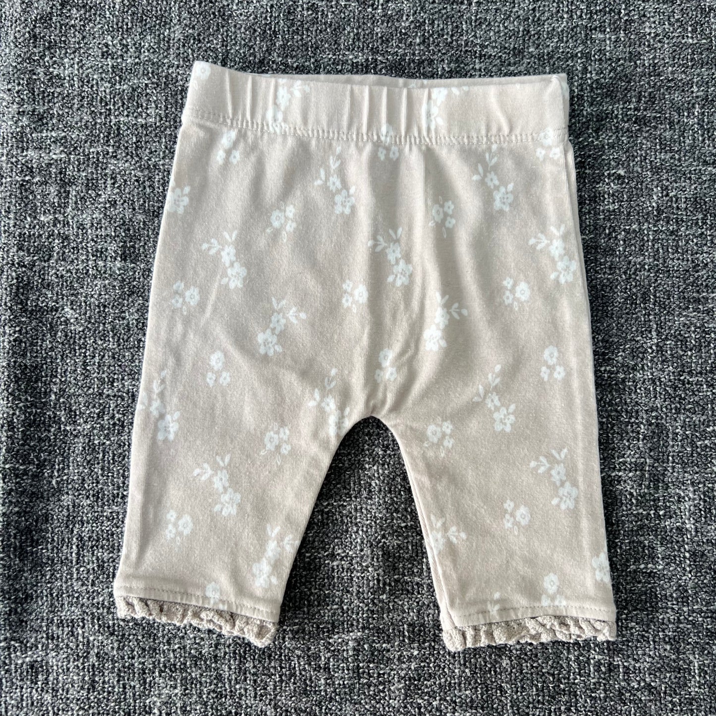 Girls Newborn Beige With Cream Floral Pattern Leggings