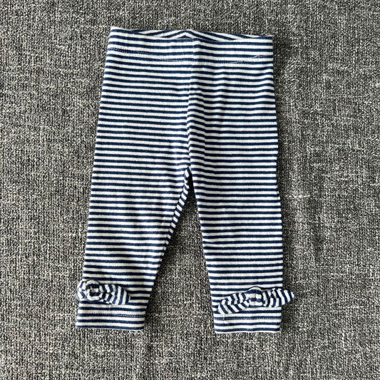 Girls Newborn Blue & White Striped Leggings