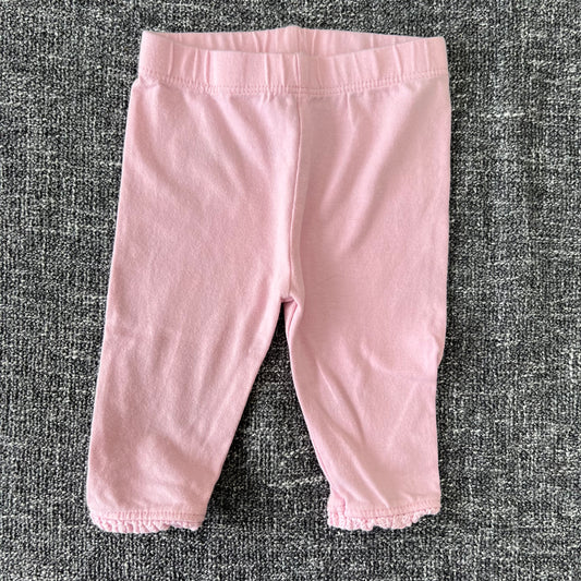 Girls Newborn Plain Pink Leggings With Frill Around The Hem