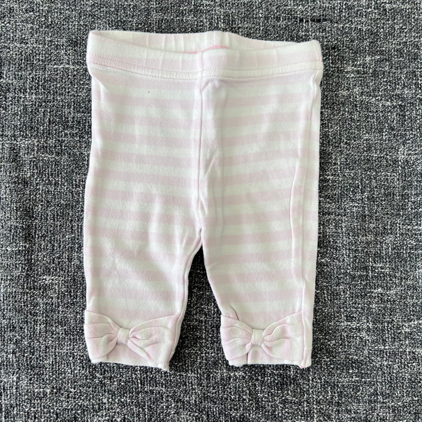 Girls Newborn Pink & White Striped Leggings