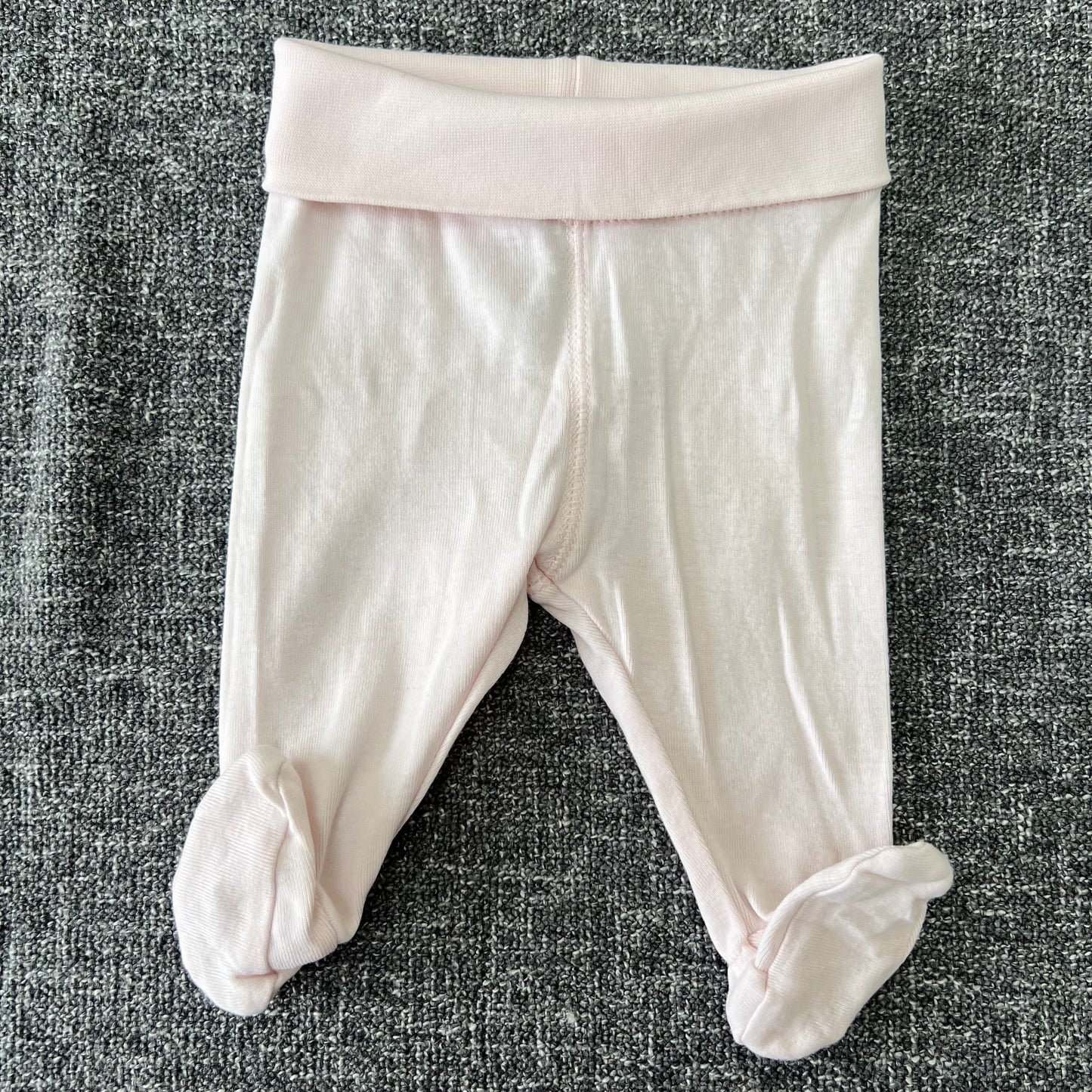 Girls Newborn Plain Pale Pink Leggings With Feet