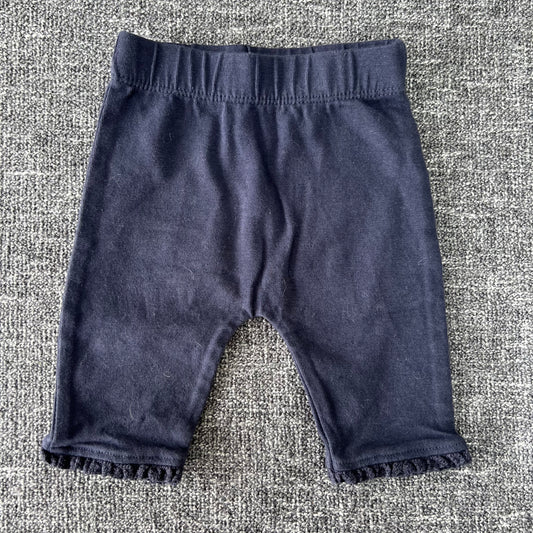 Girls Newborn Plain Navy Blue Leggings