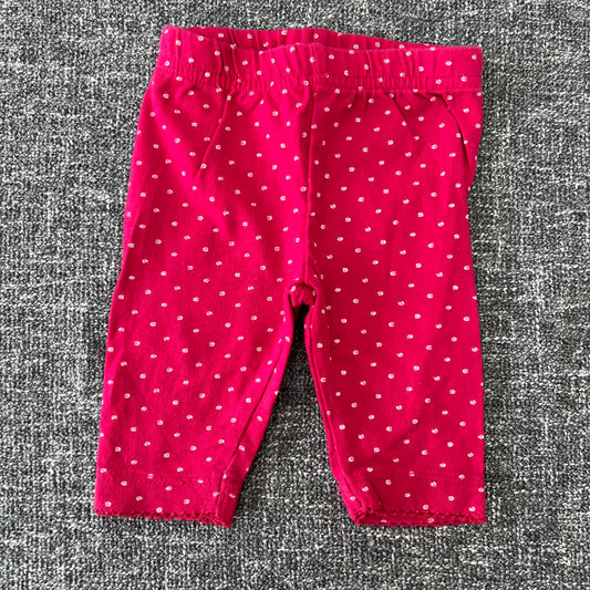 Girls Newborn Pink & White Spot Leggings