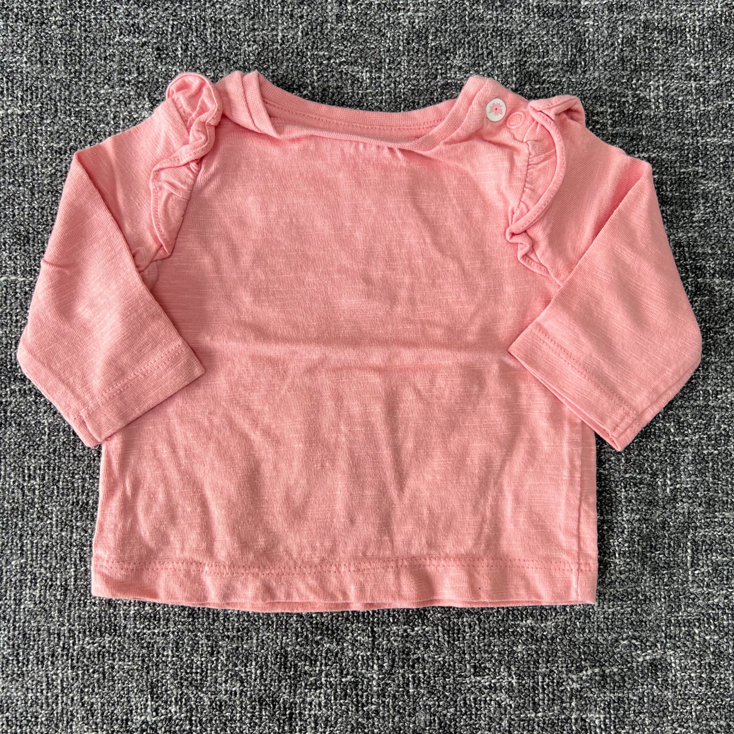 Girls Newborn Plain Salmon Pink Long Sleeved Top