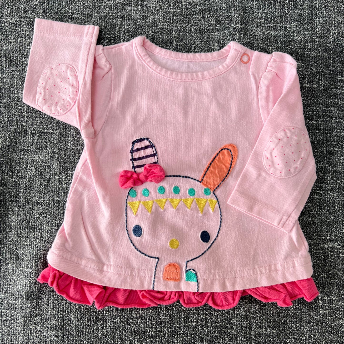 Girls Newborn  Pink Long Sleeved Rabbit Top