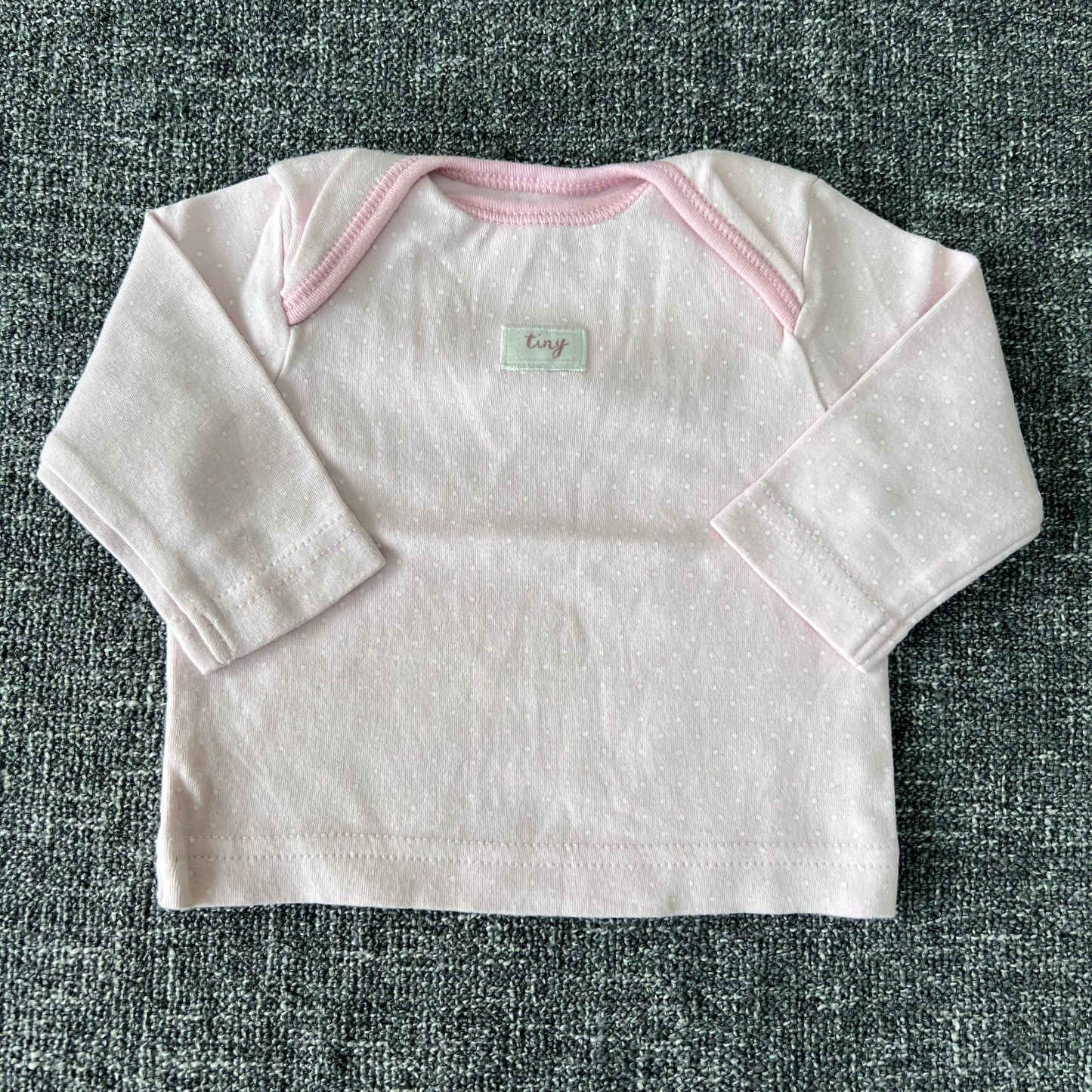 Girls Newborn Pink With White Spots "Tiny" Long Sleeved Top