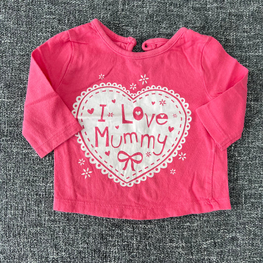 Girls Newborn Pink "I love Mummy" Long Sleeved Top