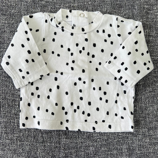 Girls Newborn White with Black Spots Long Sleeved Top