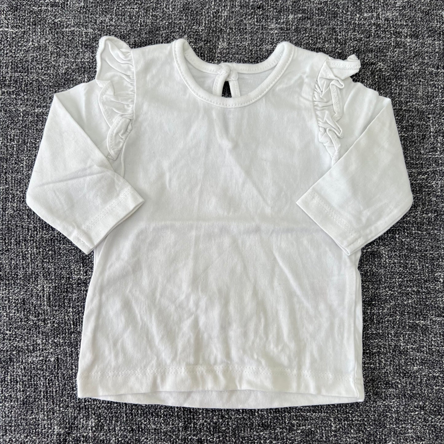 Girls Newborn Plain White Long Sleeved Top