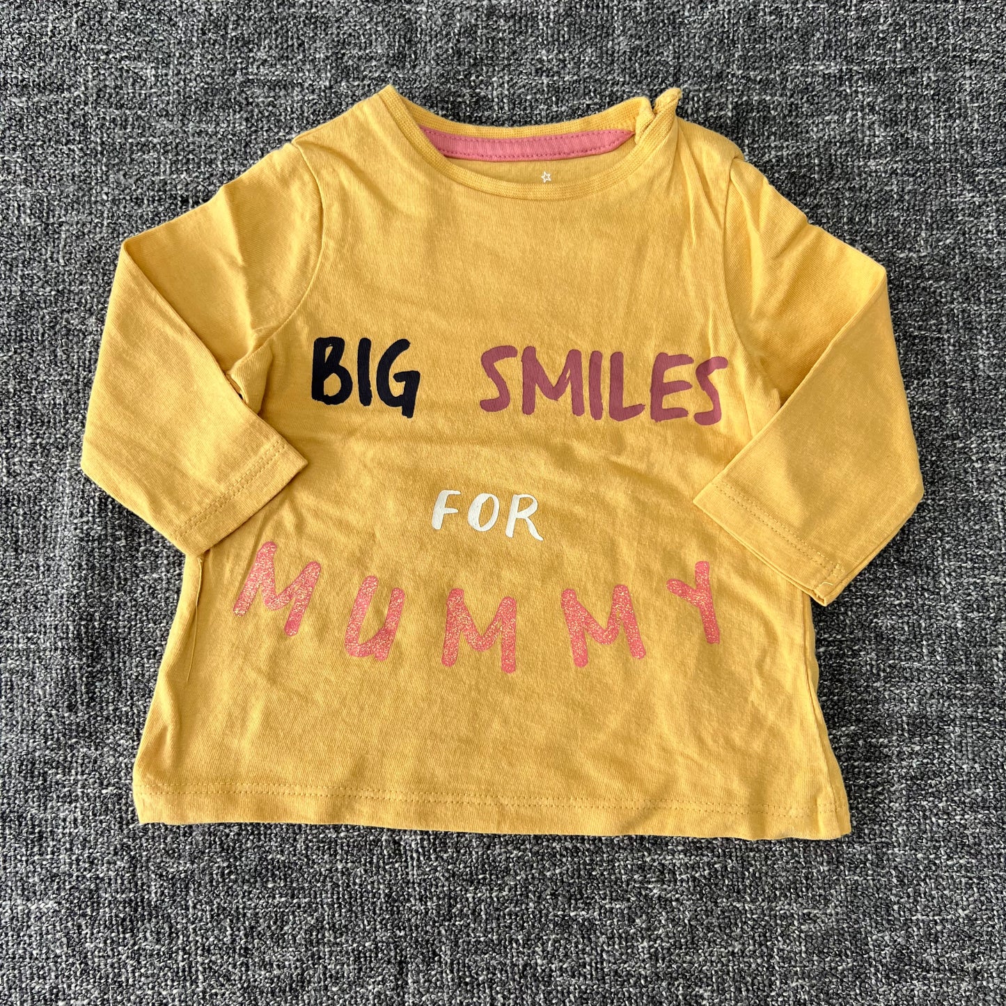 Girls Newborn Newborn "Big Smiles For Mummy" Long Sleeved Yellow Top