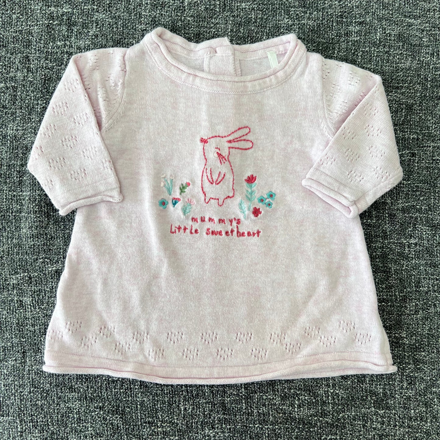 Girls Newborn "Mummy's Little Sweetheart" Pink Long Sleeved Rabbit Dress