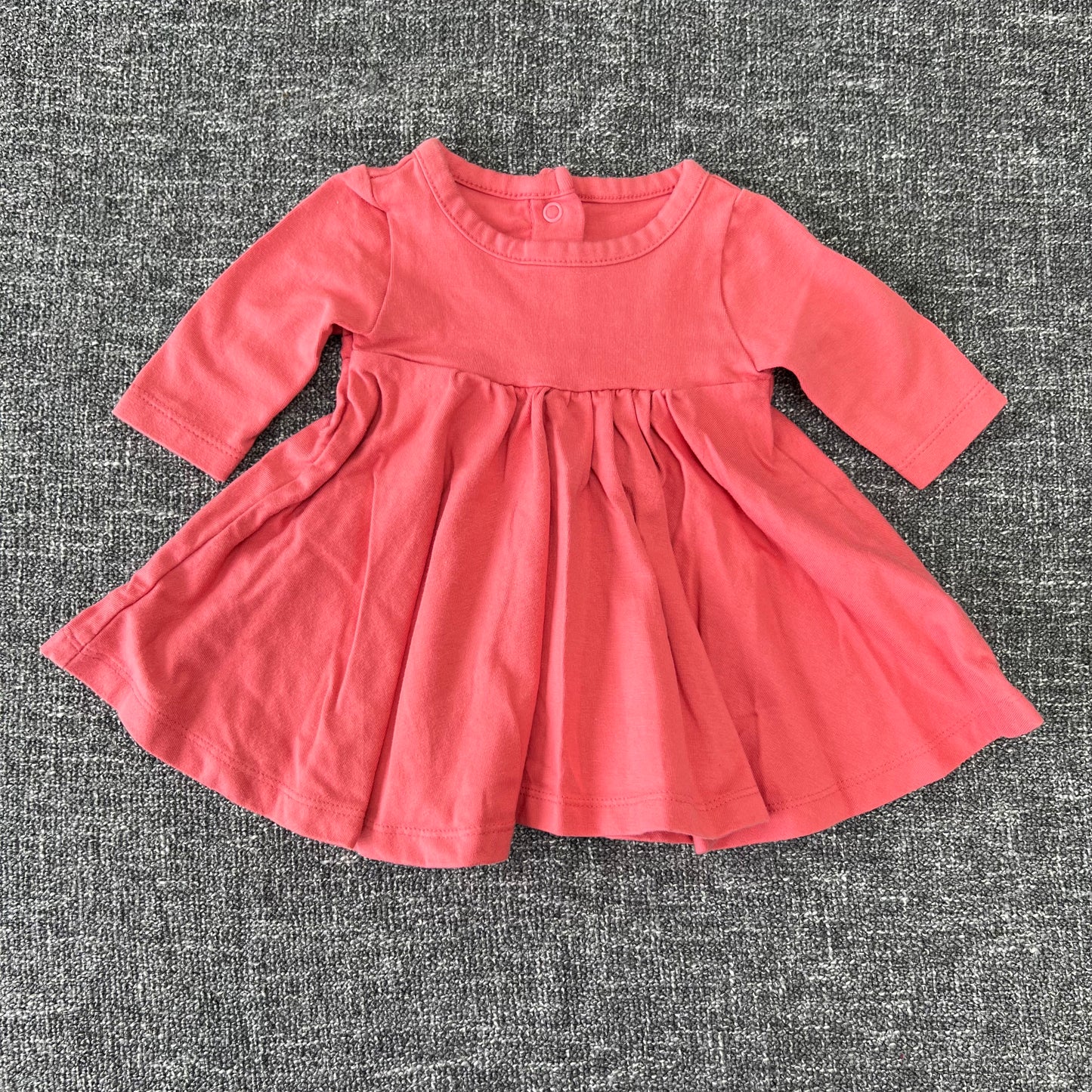 Girls Newborn Plain Orange Long Sleeved Dress