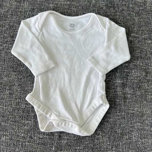 Girls Newborn Plain White Long Sleeved Bodysuit (PIP)