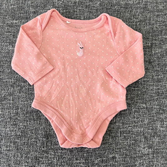 Girls Newborn Peach With White Spot Long Sleeved Rabbit Bodysuit