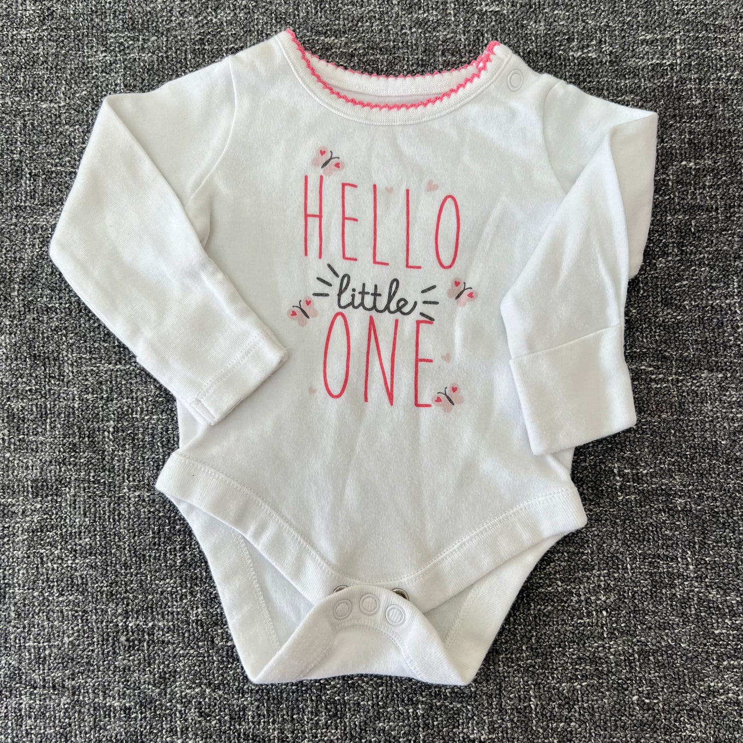 Girls Newborn "Hello little one" White Long Sleeved Bodysuit