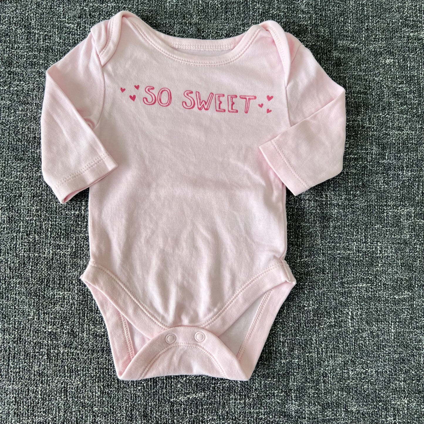 Girls Newborn Pink "So sweet" Long Sleeved Bodysuit