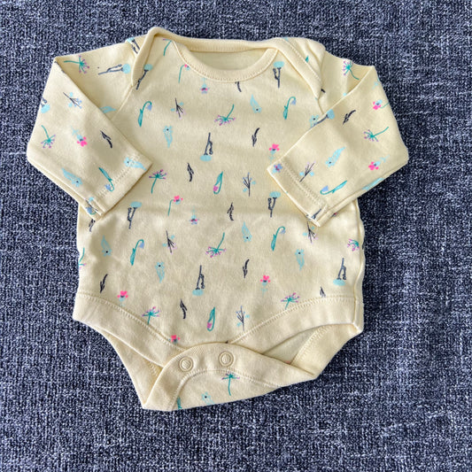 Girls Newborn Yellow Floral Long Sleeved Bodysuit