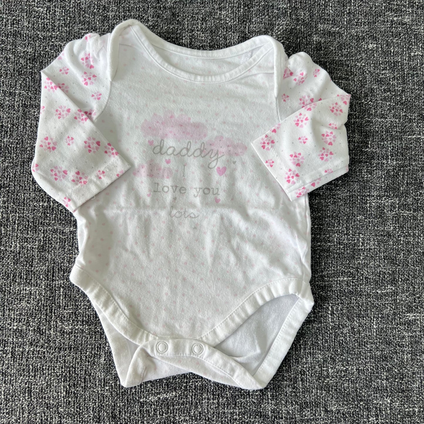 Girls Newborn "Daddy I love you lots" White & Pink Long Sleeved Bodysuit