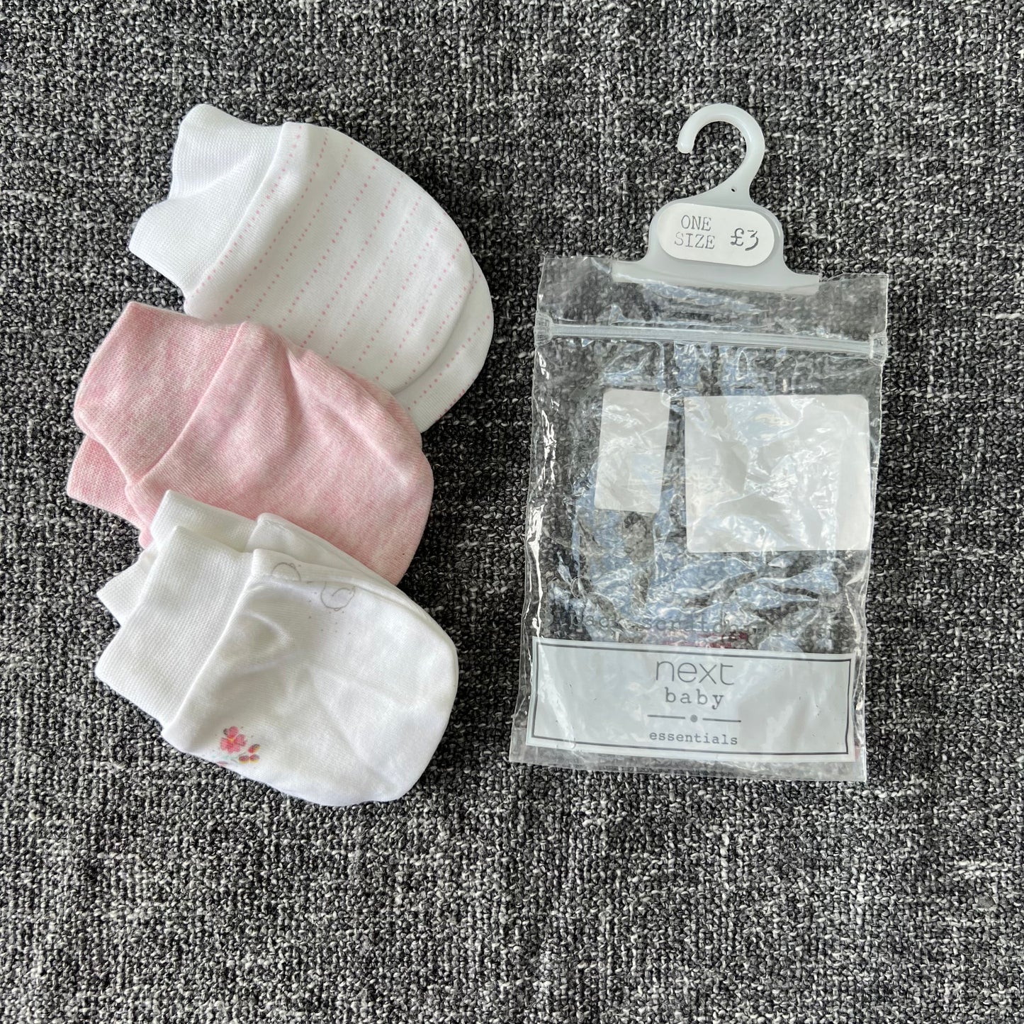 Girls Newborn (One Size) Scratch Mitts 3Pk NEW