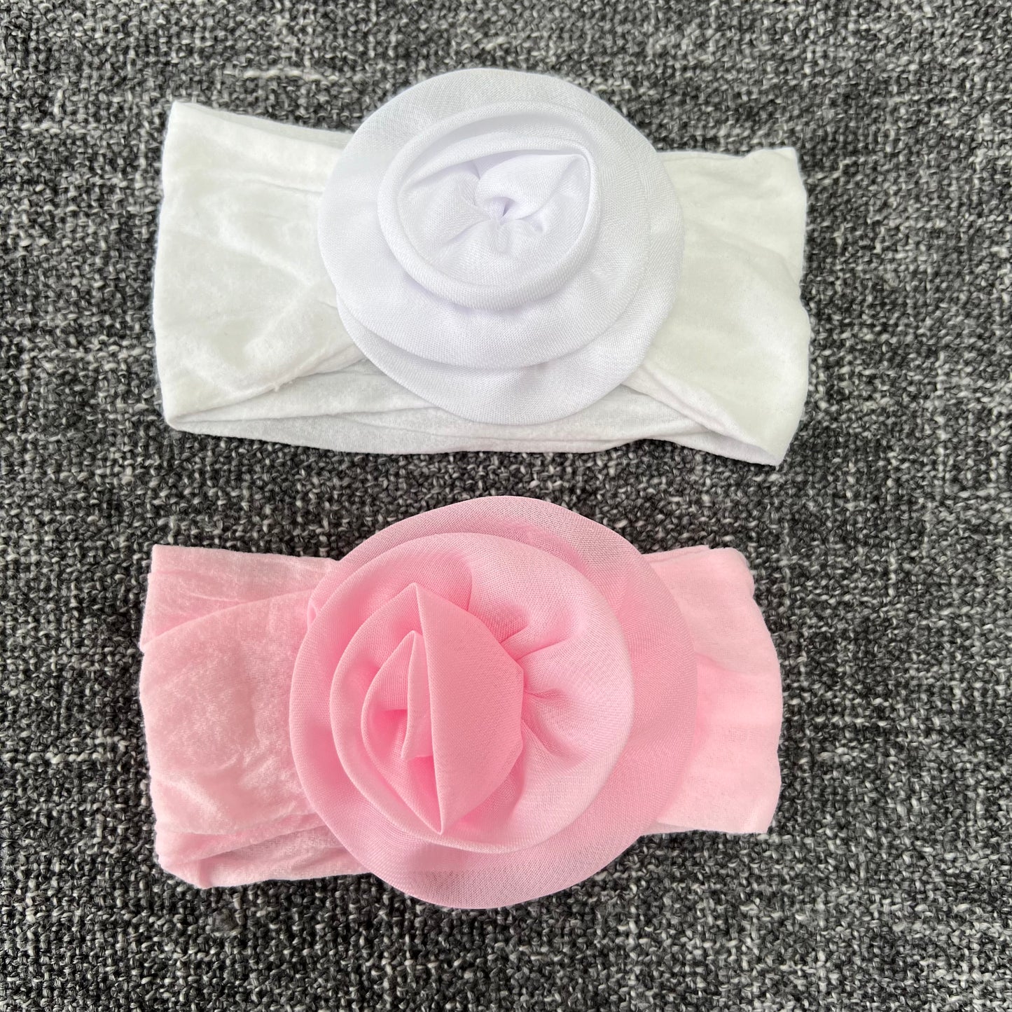 Girls Newborn Headbands Pink & White 2PK